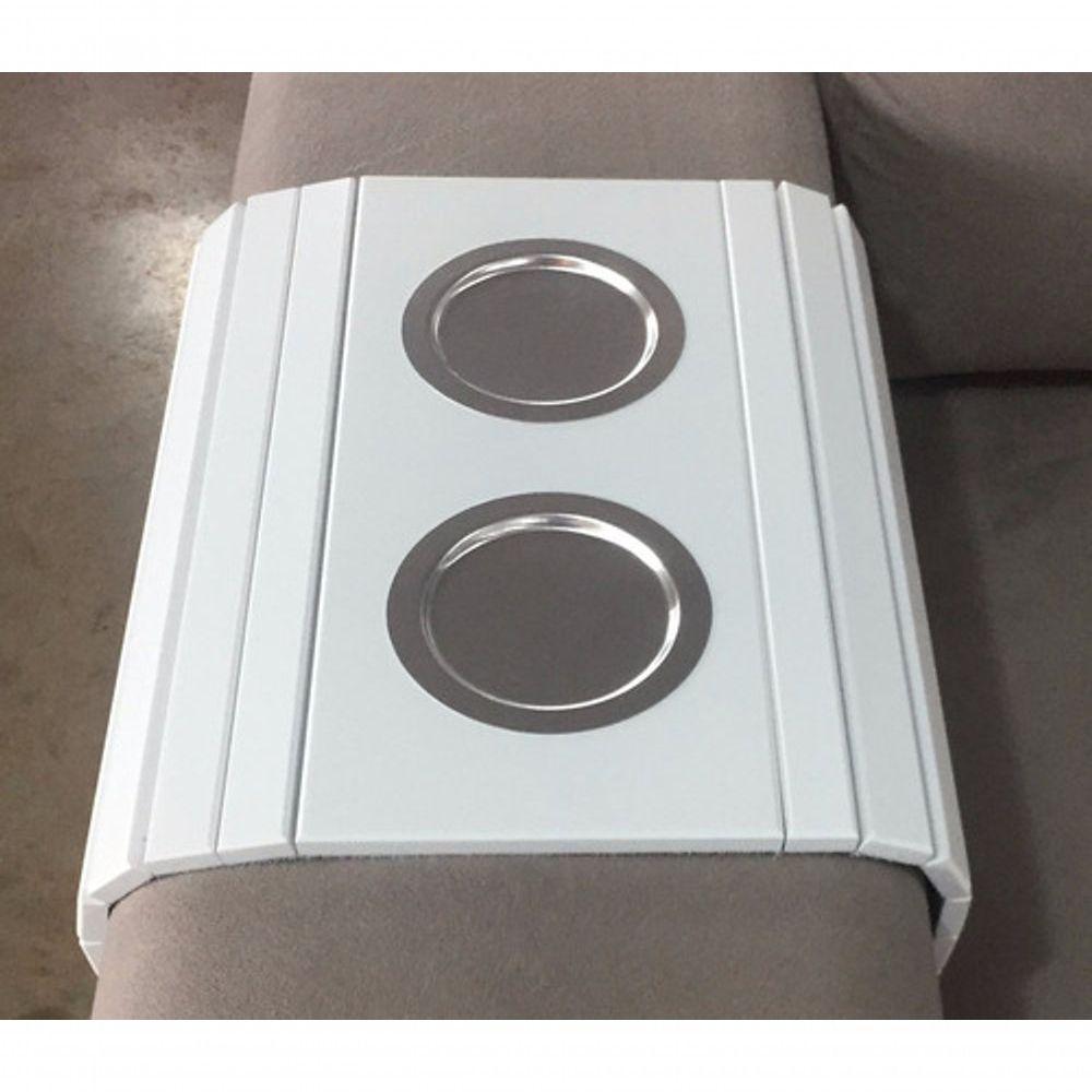 Kit 02un Esteiras Braço Sofá Branca Porta Copo Alumínio - 6