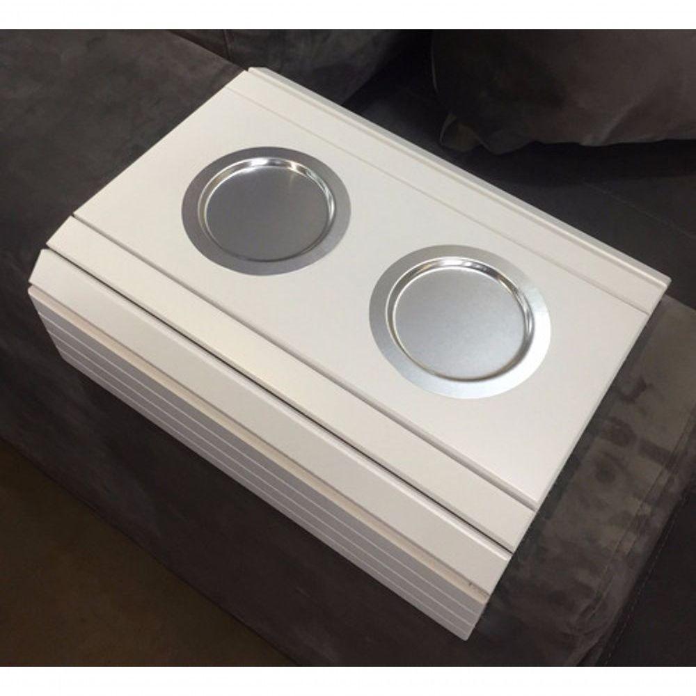 Kit 02un Esteiras Braço Sofá Branca Porta Copo Alumínio - 7