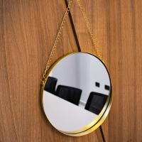 Espelho Redondo Dourado Com Alça de Corrente Dourado 26x5 Cm - 4