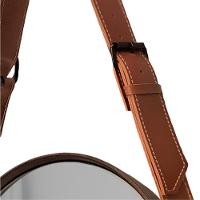 Espelho Decorativo Redondo com Moldura em Couro 55 Cm Marrom - 3