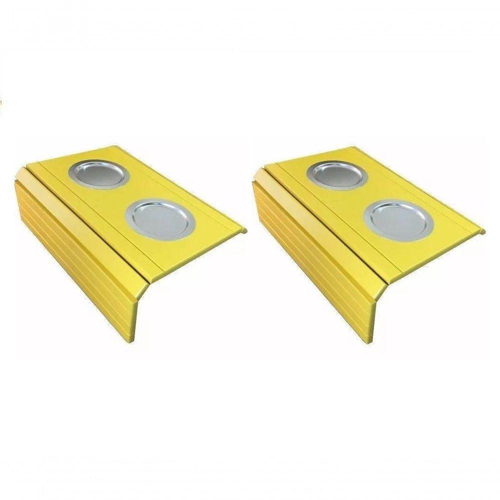 Kit 02un Esteiras Amarela Braço Sofá Porta Copo Alumínio - 1
