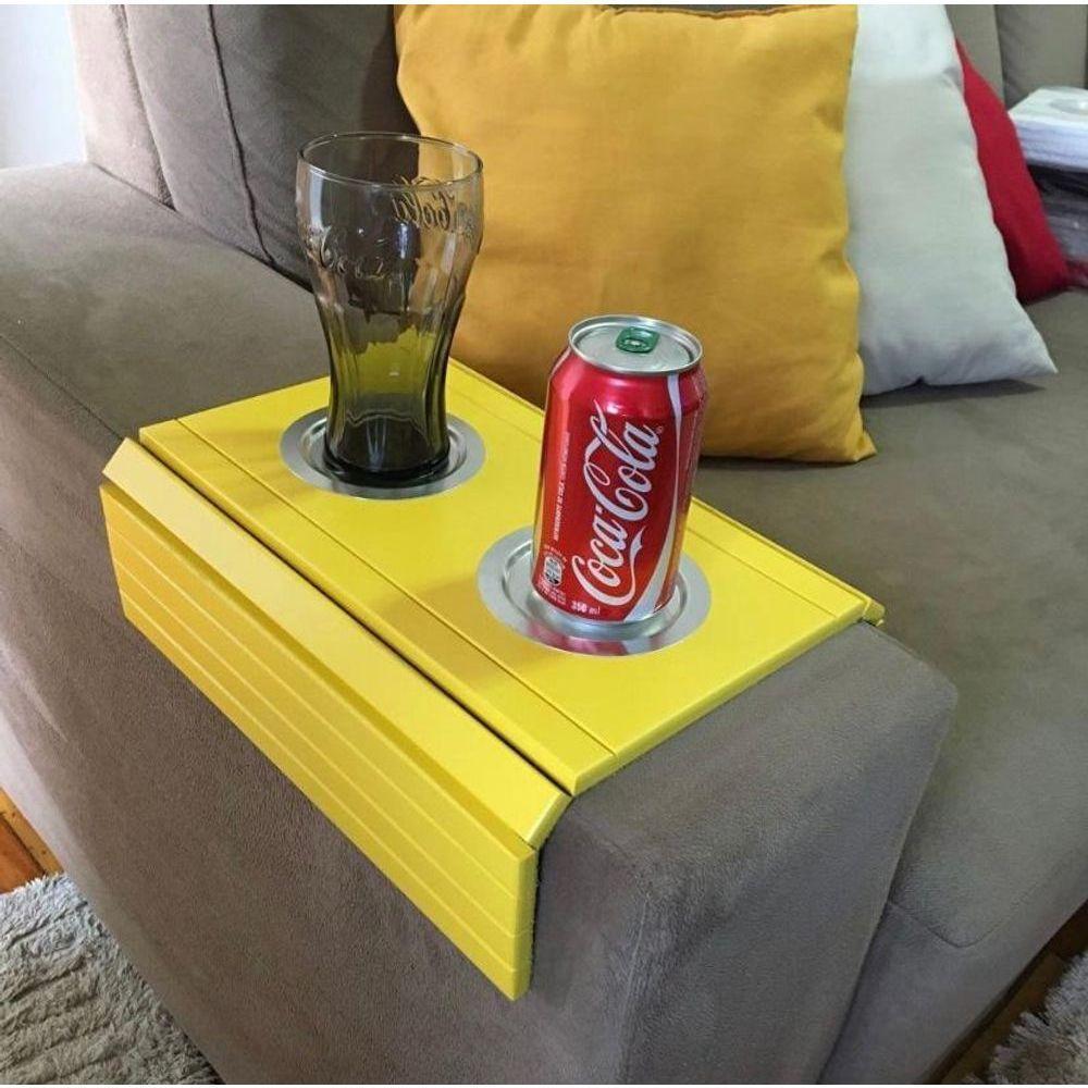 Kit 02un Esteiras Amarela Braço Sofá Porta Copo Alumínio - 5