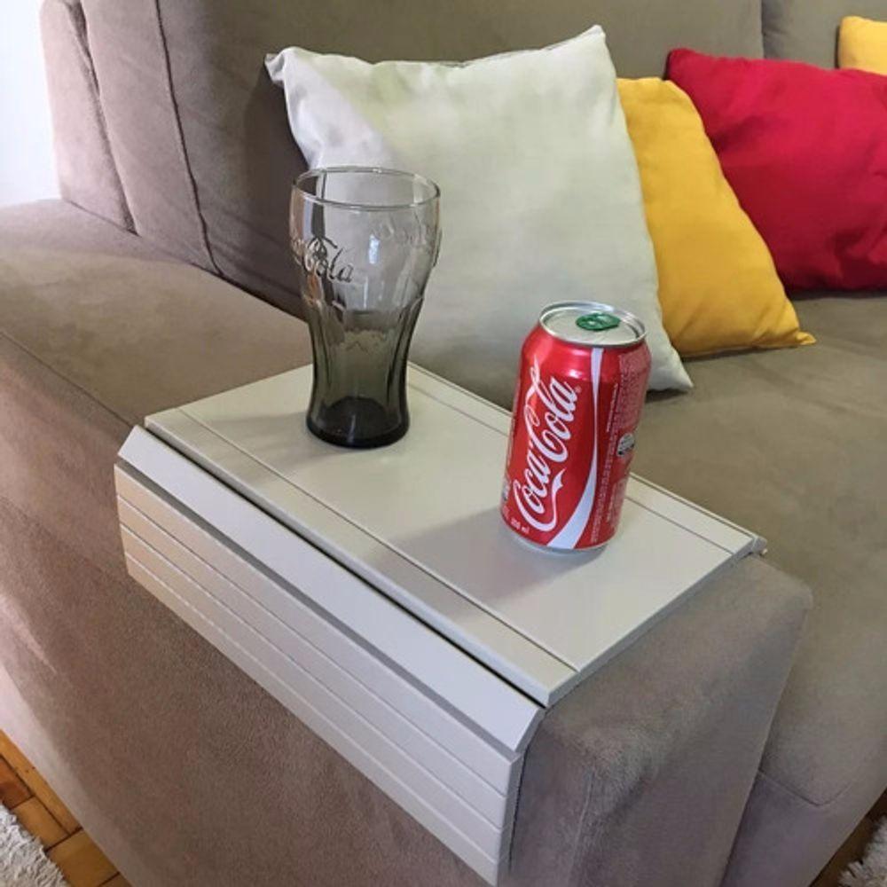 Esteira Bandeja Suporte Reta Flexível para Braço Sofá Bege - 1