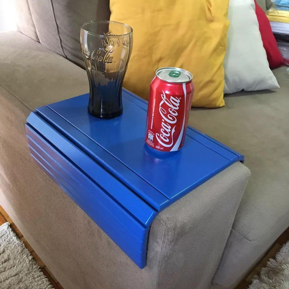 Esteira Bandeja Reto Flexível para Braço Sofá Azul Bic - 6