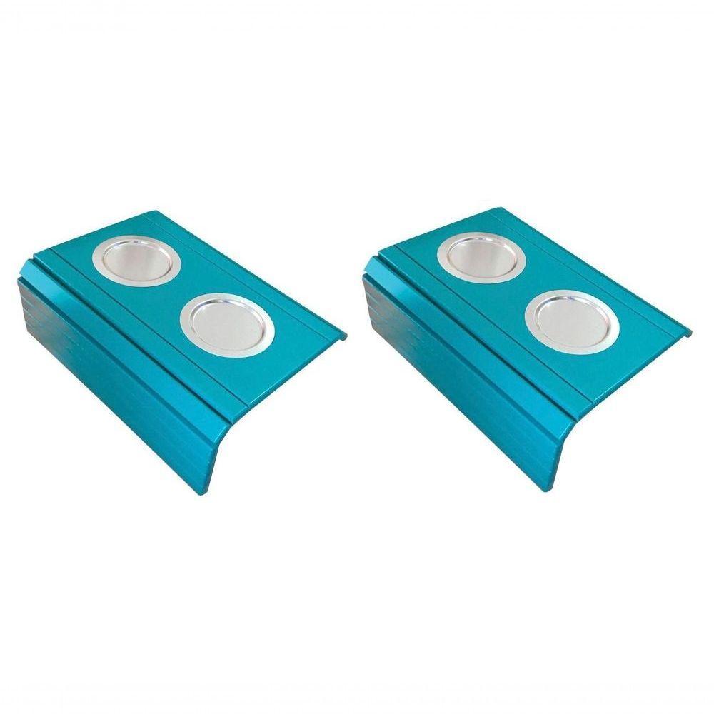 Esteiras Porta Copo Alumínio para Sofá Kit 2un Azul Tifany - 1