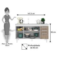 Balcão Gabinete De Pia Sem Tampo 150Cm 2 Gavetas 4 Portas L03 Lis - Mpozenato Branco/Castanho - 2