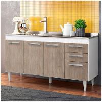 Balcão Gabinete De Pia Sem Tampo 150Cm 2 Gavetas 4 Portas L03 Lis - Mpozenato Branco/Castanho - 4