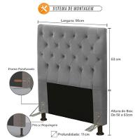 Cabeceira Cama Box Solteiro 90cm Cristal Suede Cinza - 6