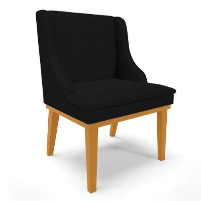 Cadeira Liz Veludo Luxo Base Fixa Madeira CastanhoA81 Preto