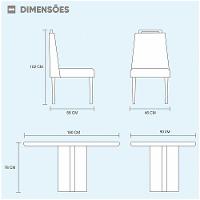 Conjunto Sala De Jantar Munique 6 Cadeiras Imperatriz Veludo Móveis Mundial Cinza Profundo - 2