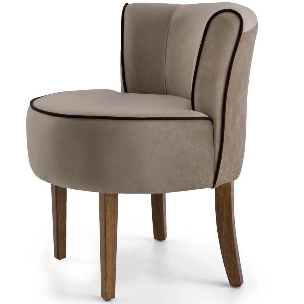 Kit 02 Poltronas Ayla Veludo Marrom Claro - 9