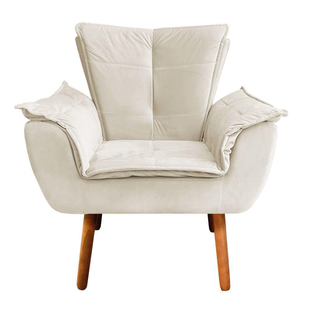 Kit 02 Poltronas Opala 01 Puff Opala Veludo Bege - 3