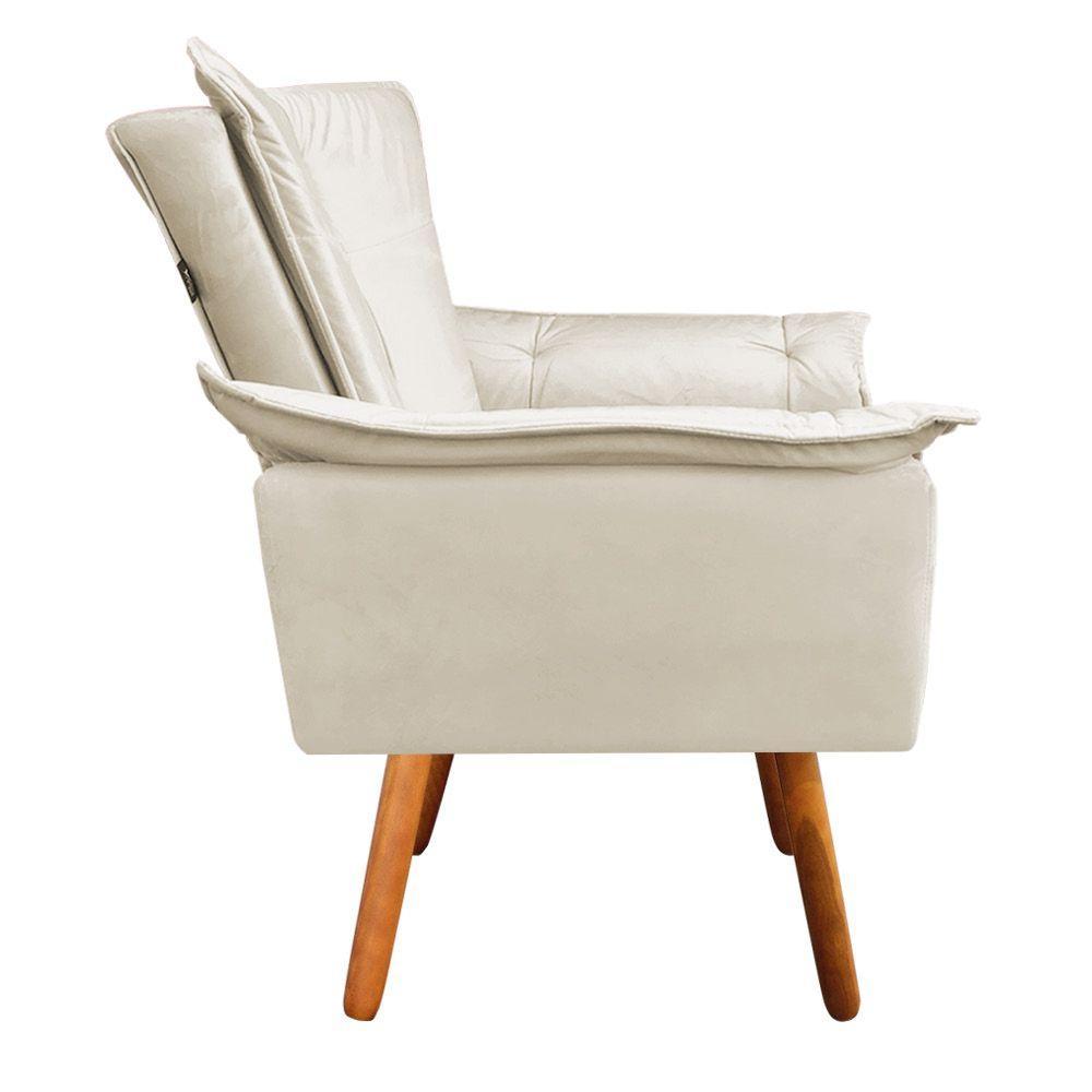 Kit 02 Poltronas Opala 01 Puff Opala Veludo Bege - 4