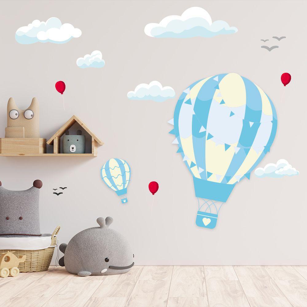 Adesivo de Parede Balão Menino E Menina Balão Azul - 1