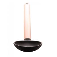 Colher De Arroz Nylon Preta Cabo De Aço Inox Rose Gold 34Cm - 2