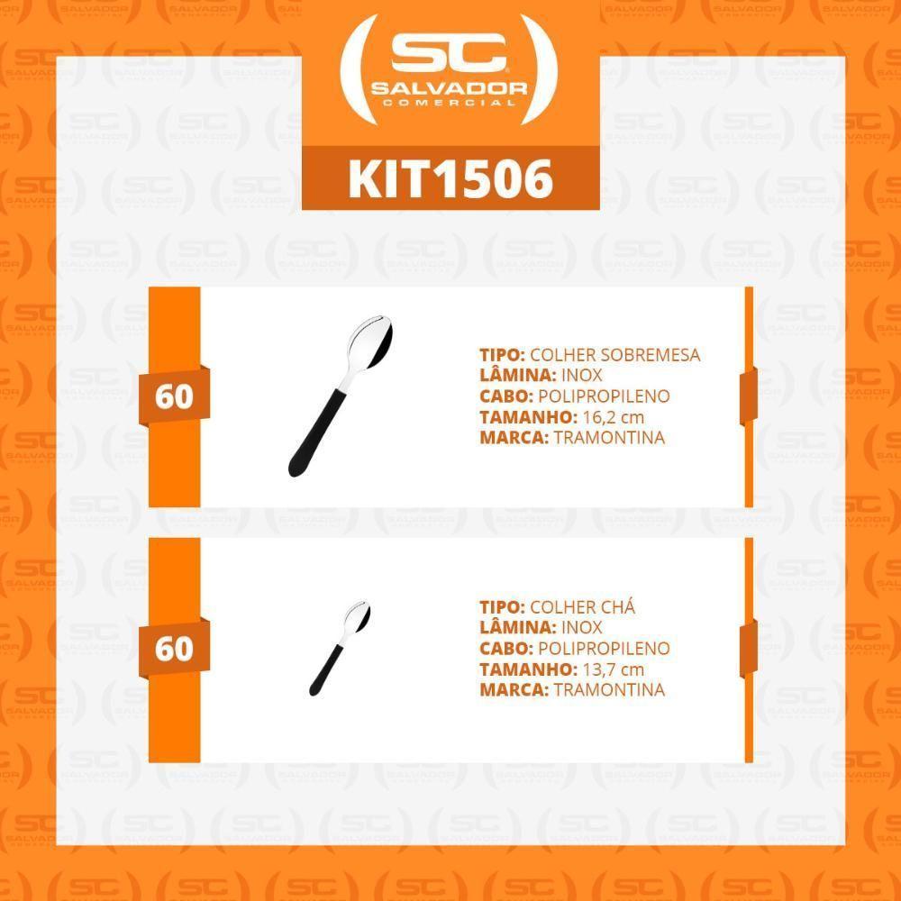 Conjunto Chá E Sobremesa Leme 120 Peças Lâminas Aço Inox Cabo Preto Pbag - Tramontina - 2