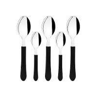 Conjunto Chá E Sobremesa Leme 120 Peças Lâminas Aço Inox Cabo Preto Pbag - Tramontina - 1