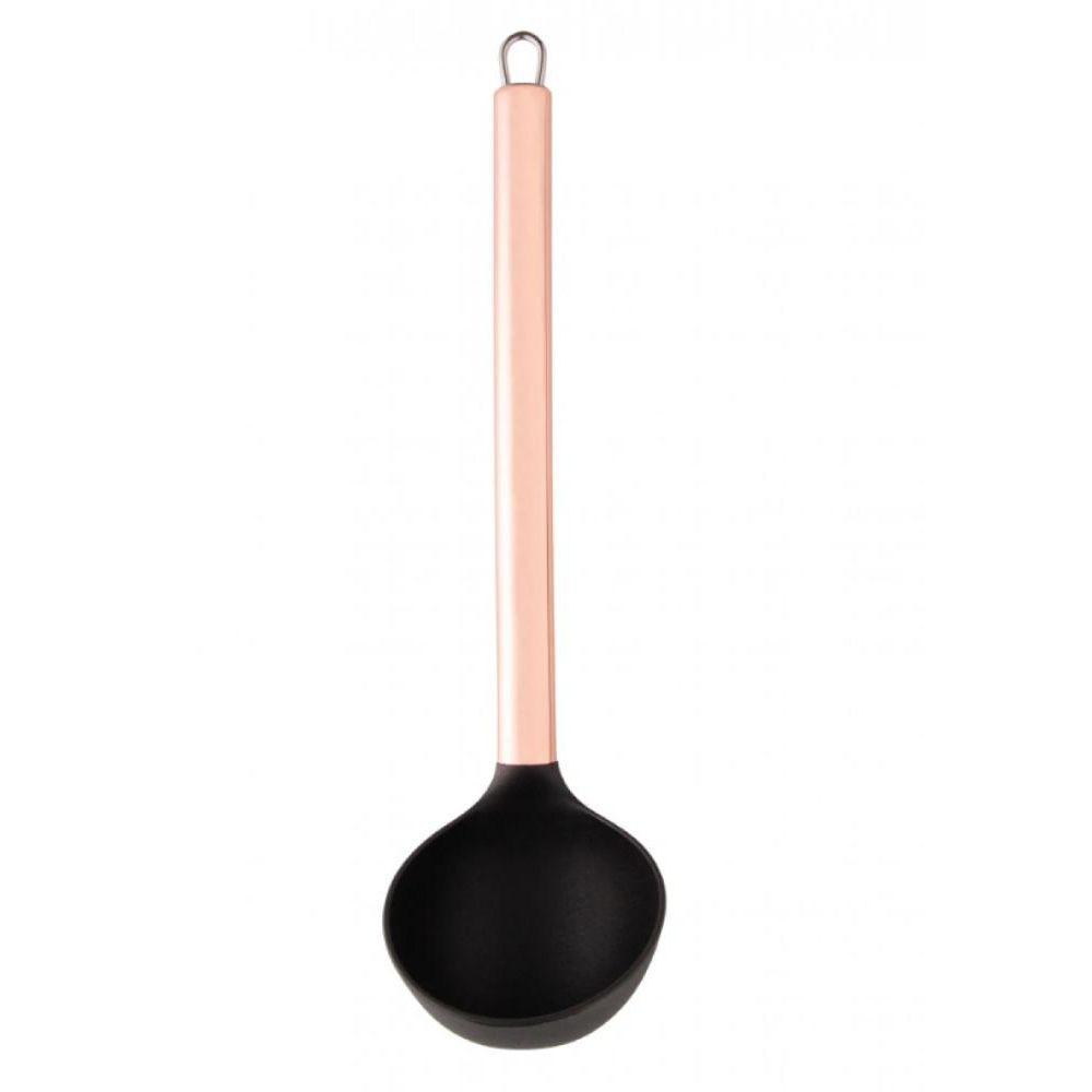 Concha De Nylon Preta Com Cabo De Aço Inox Rose Gold 30Cm - 1