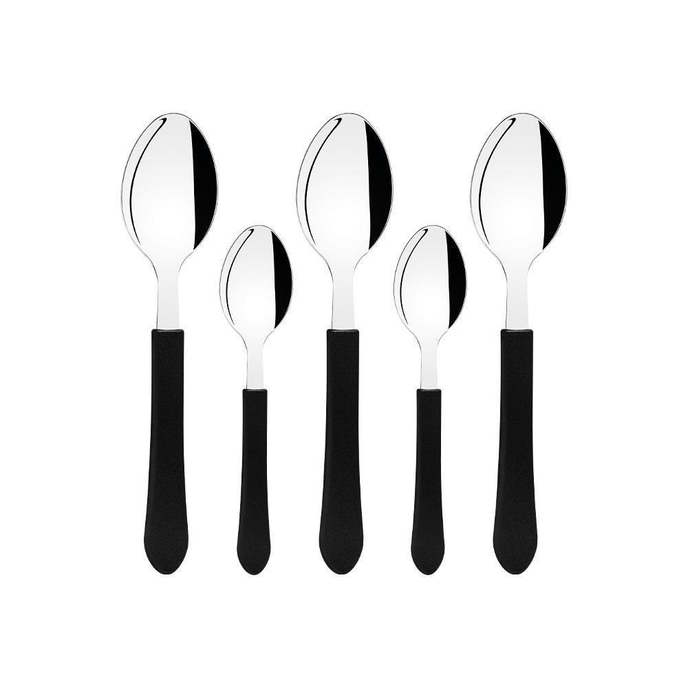 Conjunto Chá E Sobremesa Leme 108 Peças Lâminas Aço Inox Cabo Preto Pbag - Tramontina - 1