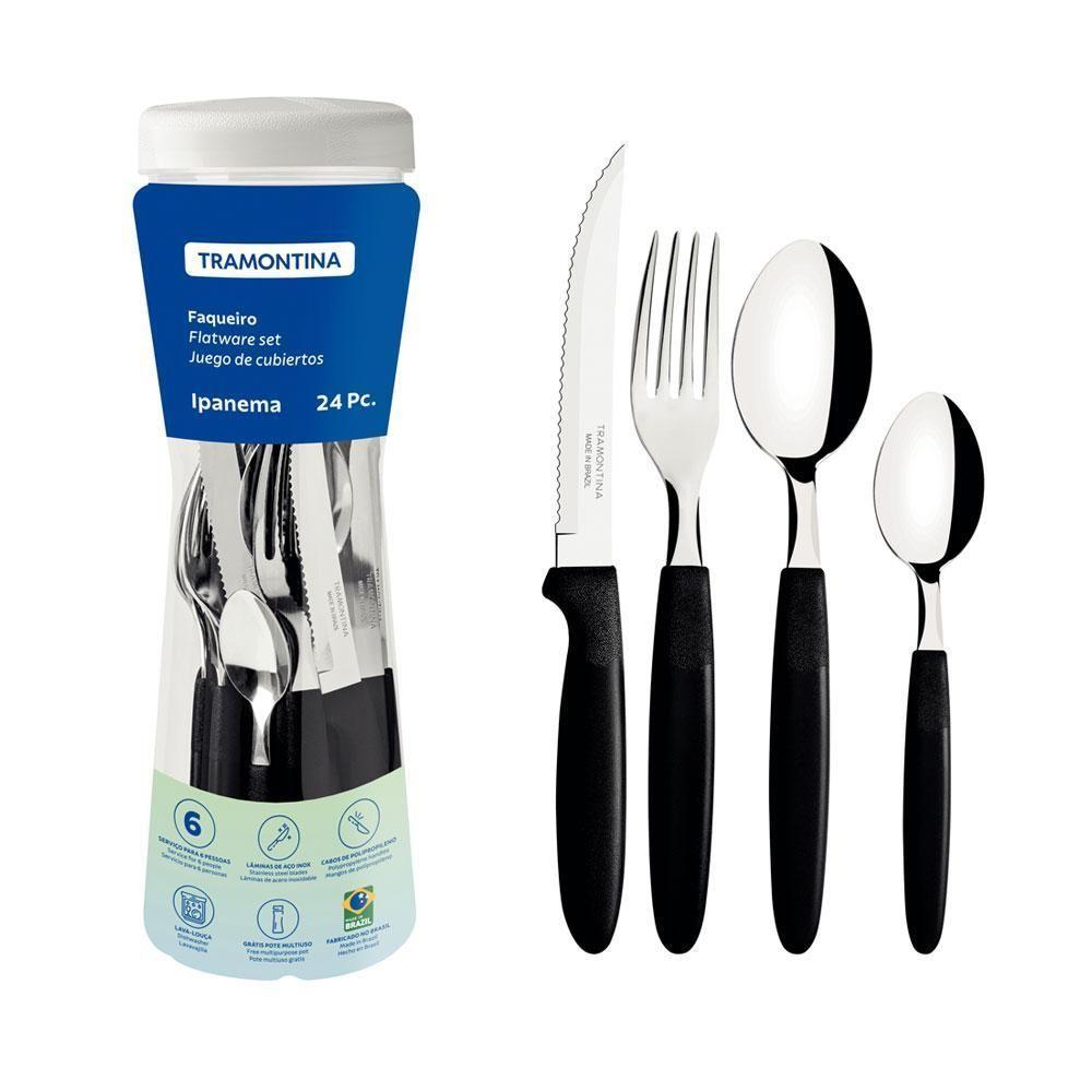 Conjunto Faqueiro 24 Peças Ipanema Lâmina Inox Cabo Preto - Tramontina 23399091 - 1