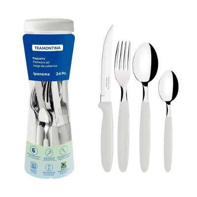 Conjunto Faqueiro Ipanema 23399891 24 Peças Aço Inox Cabo Branco Tramontina