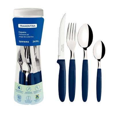 Conjunto Faqueiro Ipanema 23399191 24 Peças Aço Inox Cabo Azul Tramontina