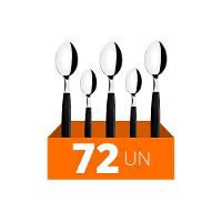 Conjunto Chá E Sobremesa Ipanema 72 Peças Lâminas Aço Inox Cabo Preto Ptop - Tramontina - 1