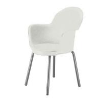 Cadeira Com Braço Base Cromada Polipropileno Moon Branco - 3
