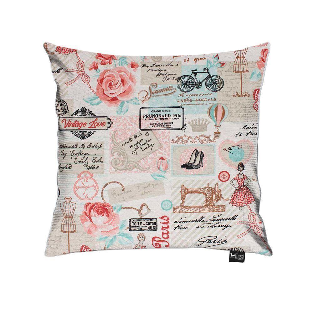 Capa Almofada Tecido Estampado Retrô Rosa D61 - 1