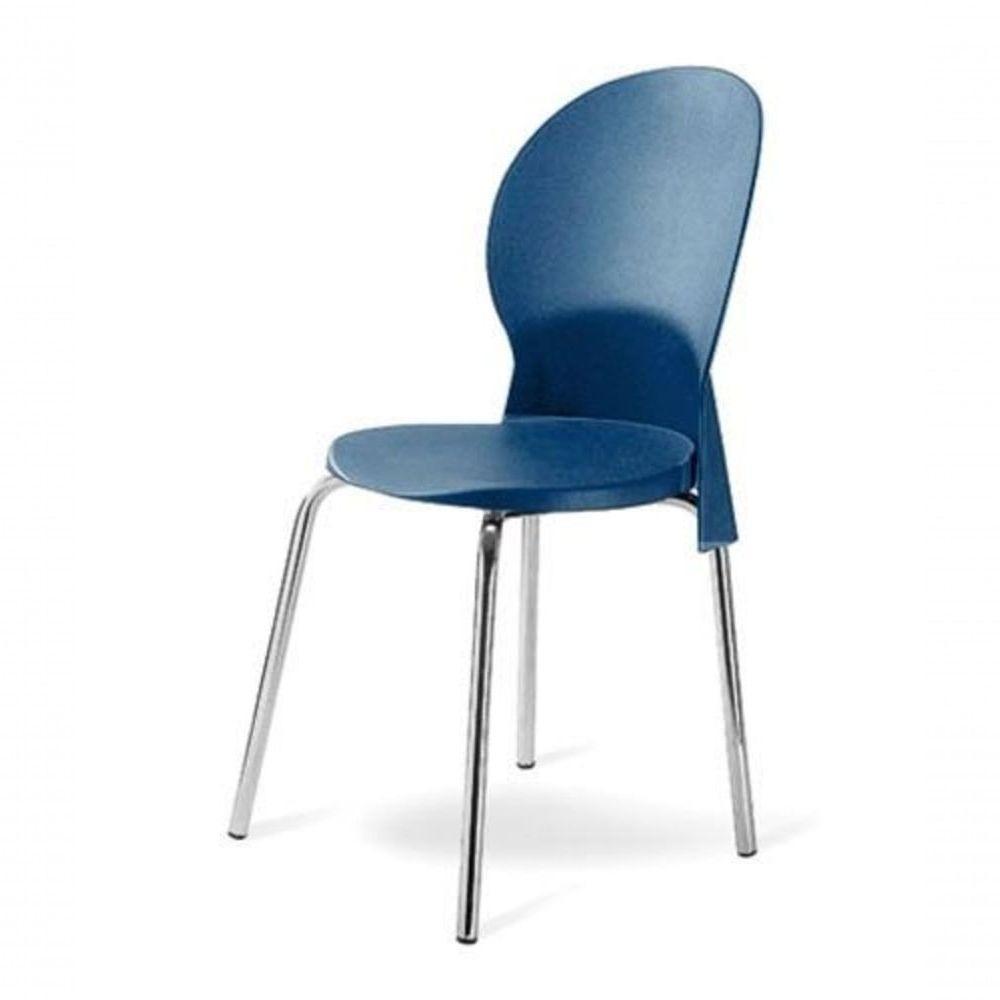 Cadeira Base Cromada Linha Polipropileno Milano Azul - 1