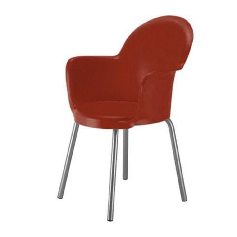 Cadeira Braço Base Cromada Linha Polipropileno Moon Vermelho - 2