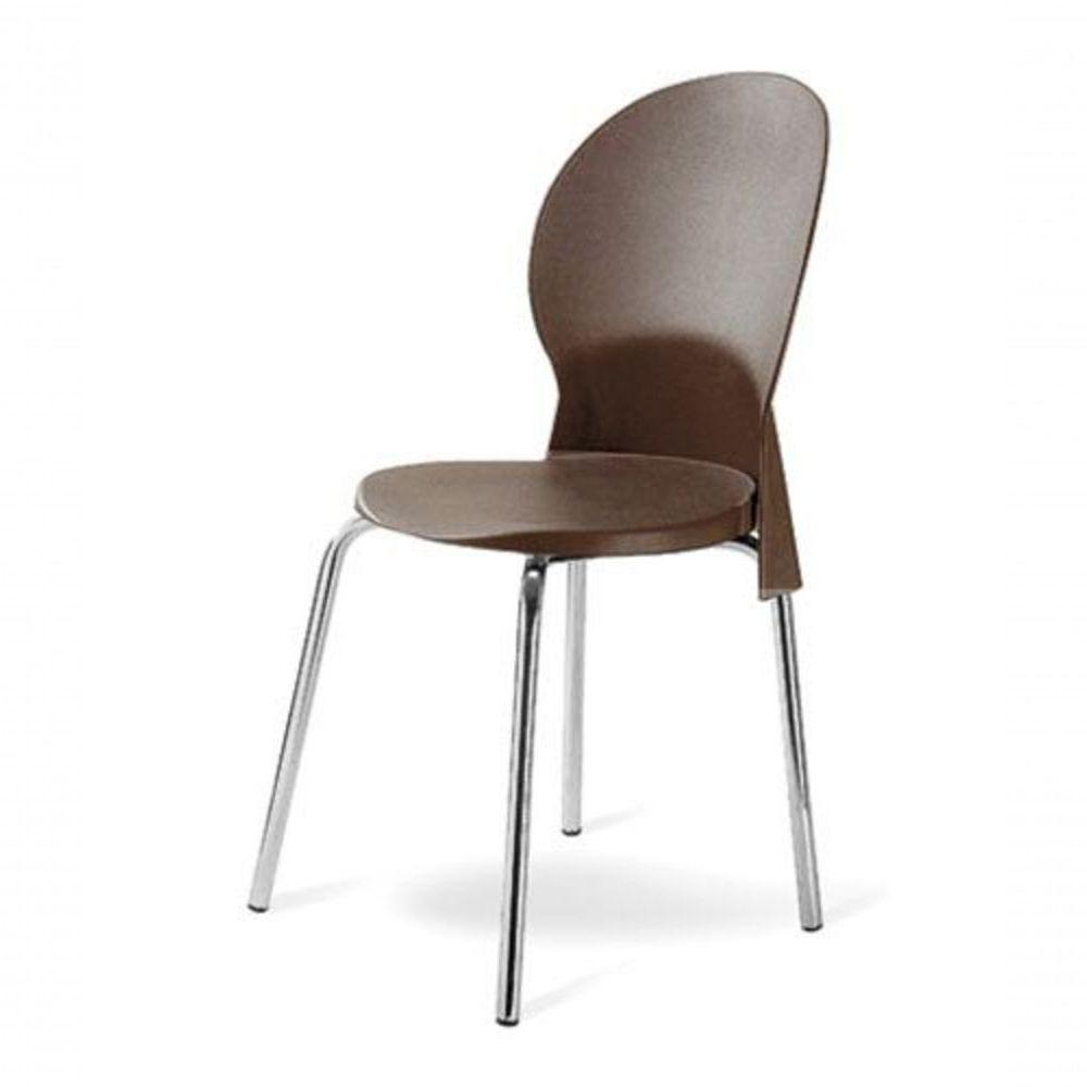 Cadeira Base Cromada Linha Polipropileno Milano Marrom - 1