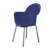 Cadeira Com Braço Base Cromada Polipropileno Moon Azul - 2