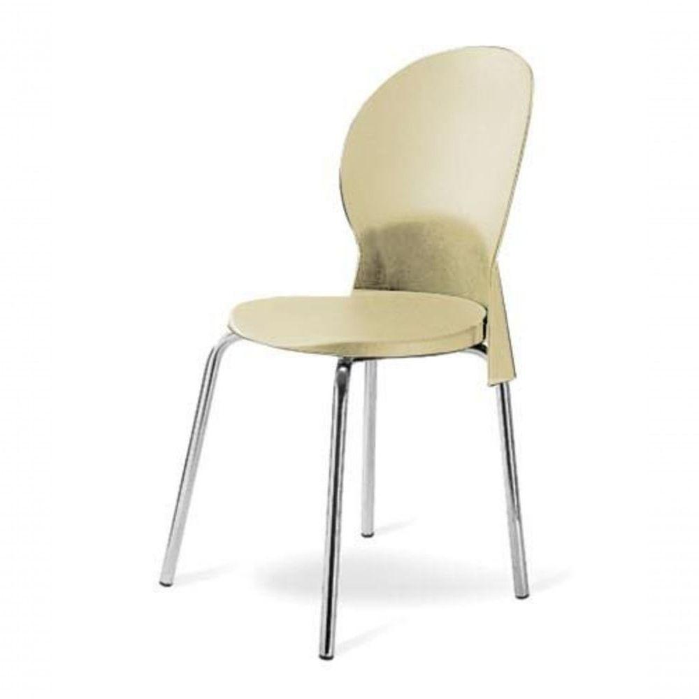Cadeira Base Cromada Linha Polipropileno Milano Bege - 1