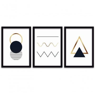 Conjunto Quadros Decorativos 3 Pçs 40x60 Moldura Preta
