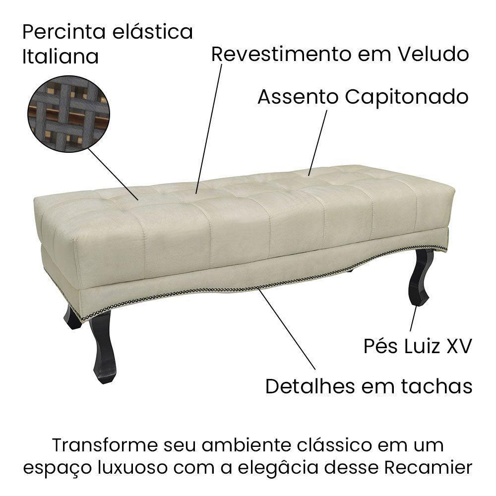Calçadeira Recamier King 1,95M Vicenza Veludo Bege - 3
