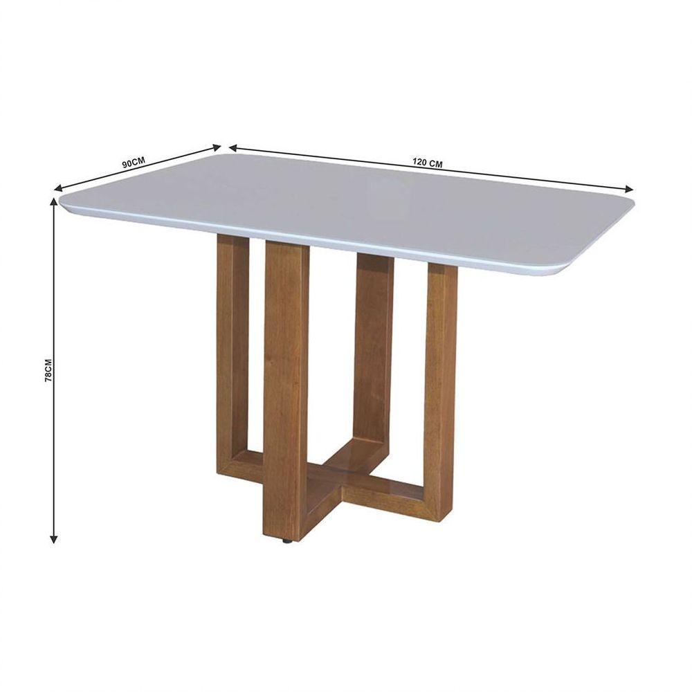 Conjunto Sala De Jantar 4 Lugares Mesa Lisy E Cadeiras Safira Móveis Mix Mel/off-white/nude - 3