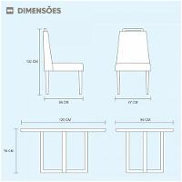 Conjunto Sala De Jantar 4 Lugares Mesa Lisy E Cadeiras Safira Móveis Mix Mel/off-white/nude - 2