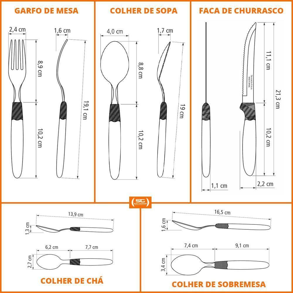 Faqueiro Ipanema 210 Peças Lâminas Em Aço Inox Cabo Preto Ptop - Tramontina - 2