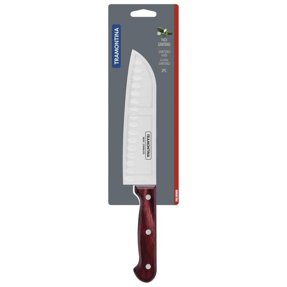 Faca Santoku Tramontina Com Lâmina Inox Vermelho 7'' - 6