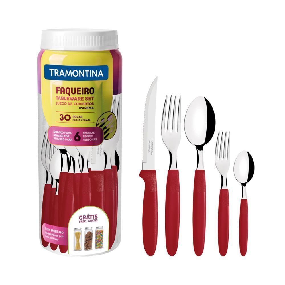 Faqueiro Inox 30pc Ipanema Vermelho - Tramontina - 1