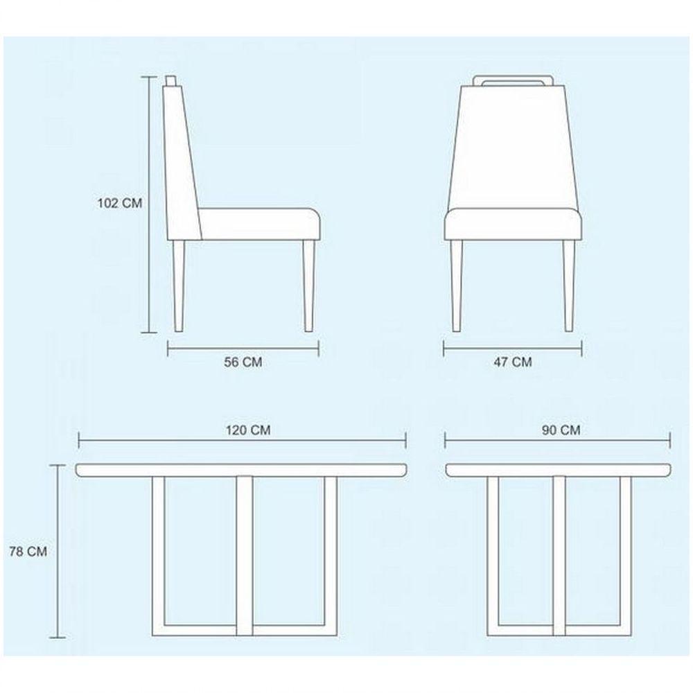 Conjunto Sala De Jantar 4 Lugares Mesa E Cadeiras Lisy Veludo Móveis Mundial Mel Off White - 2