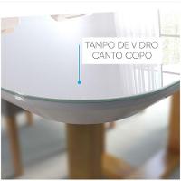 Conjunto Sala De Jantar 4 Lugares Mesa E Cadeiras Lisy Veludo Móveis Mundial Mel Off White