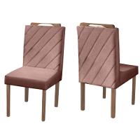 Conjunto Sala De Jantar 4 Lugares Mesa E Cadeiras Lisy Veludo Móveis Mundial Mel Off White - 6