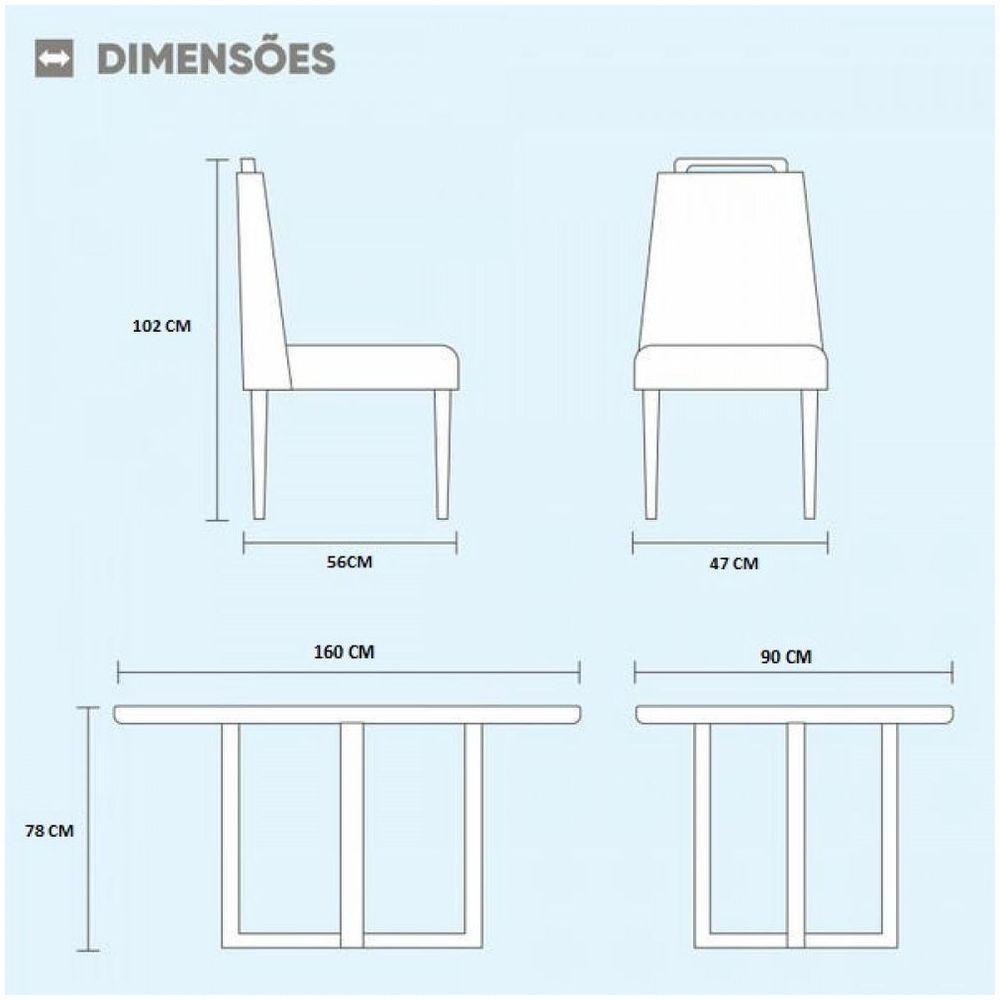 Conjunto Sala De Jantar 6 Lugares Mesa Lisy E 6 Cadeiras Em Linho Rústico Móveis Mix Mel/ Off White - 2