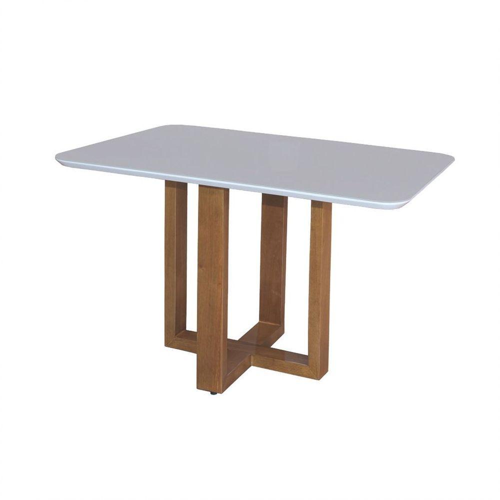 Conjunto Sala De Jantar 6 Lugares Mesa Lisy E 6 Cadeiras Em Linho Rústico Móveis Mix Mel/ Off White - 4