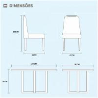 Conjunto Sala De Jantar 6 Lugares Mesa Lisy E 6 Cadeiras Em Linho Rústico Móveis Mix Mel/ Off White