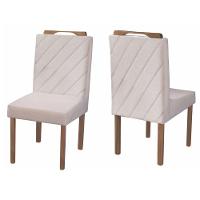 Conjunto Sala De Jantar 6 Lugares Mesa Lisy E 6 Cadeiras Em Linho Rústico Móveis Mix Mel/ Off White - 11