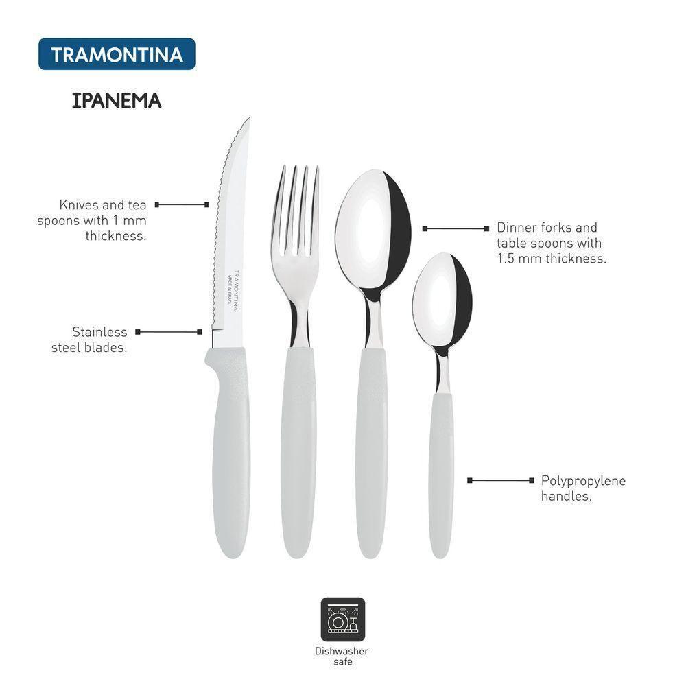 Faqueiro Tramontina Ipanema Inox Branco Com Pote Plastico 24 - 3