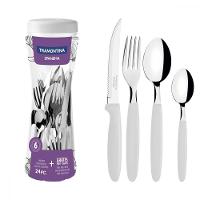 Faqueiro Tramontina Ipanema Inox Branco Com Pote Plastico 24 - 1